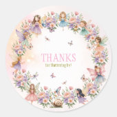 Sticker Rond Whimsical fairy garden 1st birthday (Devant)