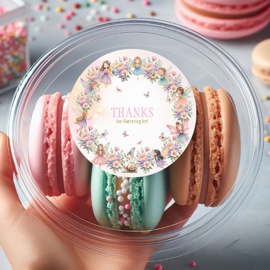 Sticker Rond Whimsical fairy garden 1st birthday