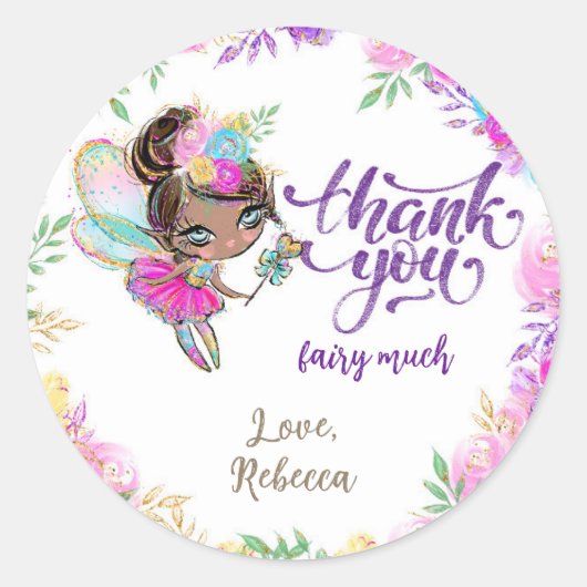 Sticker Rond Whimsical Fairy Magique Anniversaire Merci (Devant)