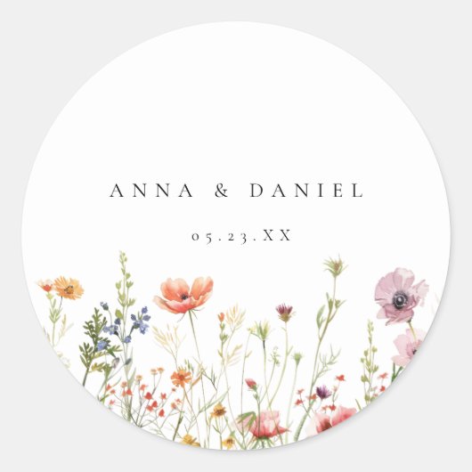 Sticker Rond Whimsical Floral Wedding (Devant)