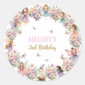 Sticker Rond Whimsical flower fairy garden 2nd birthday (Devant)