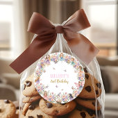 Sticker Rond Whimsical flower fairy garden 2nd birthday