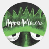 Sticker Rond Whimsical Frankenstein Monster Happy Halloween (Devant)
