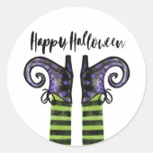 Sticker Rond Whimsical Fun Wicked Witch Happy Halloween (Devant)