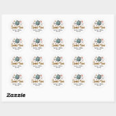 Sticker Rond Whimsical Funky Main tiré Merci Mariage (Feuille)