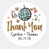 Sticker Rond Whimsical Funky Main tiré Merci Mariage (Devant)