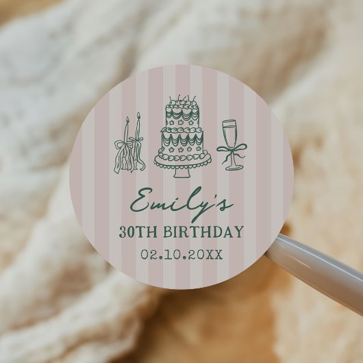 Sticker Rond Whimsical Funky Quirky 30th Birthday Party