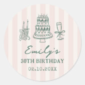 Sticker Rond Whimsical Funky Quirky 30th Birthday Party (Devant)
