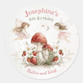 Sticker Rond whimsical garden flutter and twirl fairy birthday  (Devant)