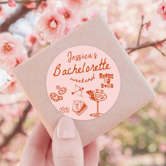 Sticker Rond Whimsical Hand Draktail Bachelorette Week-end