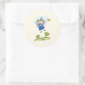 Sticker Rond Whimsical Happy Flying Angel Fairy (Sac)