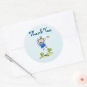 Sticker Rond Whimsical Happy Flying Angel Fairy Merci (Enveloppe)