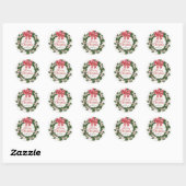 Sticker Rond Whimsical Holly Wreath Christmas (Feuille)