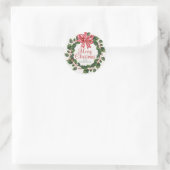 Sticker Rond Whimsical Holly Wreath Christmas (Sac)