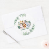 Sticker Rond Whimsical Jungle Safari Animal Birthday (Enveloppe)