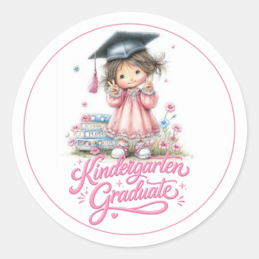 Sticker Rond Whimsical Kindergarten Graduation Celebration  (Devant)