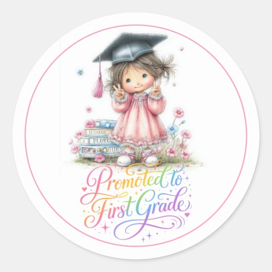Sticker Rond Whimsical Kindergarten Graduation Celebration  (Devant)
