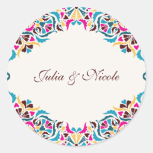 Sticker Rond Whimsical Luxury ivoire Floral Style Mariage front
