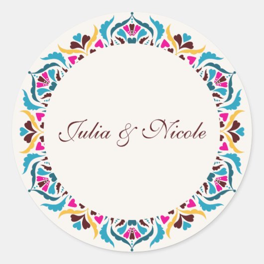 Sticker Rond Whimsical Luxury ivoire Floral Style Mariage front (Devant)