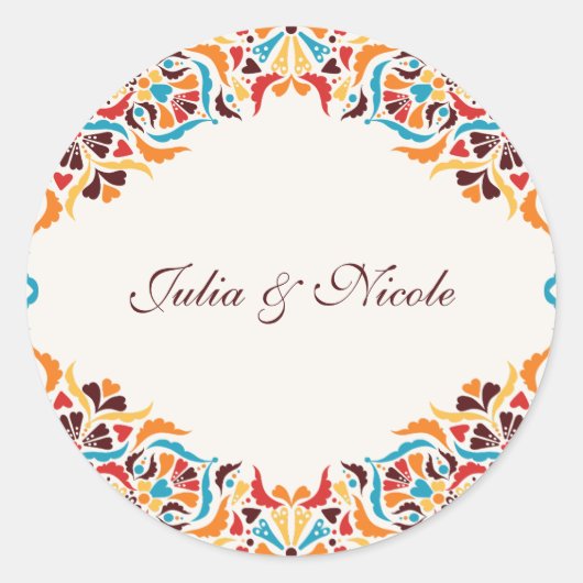 Sticker Rond Whimsical Luxury ivoire Floral Style Mariage front (Devant)