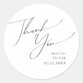 Sticker Rond Whimsical Minimal Script Merci Mariage Faveur (Devant)