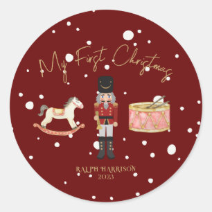 Sticker Rond Whimsical Mon premier Noisette de Noël Nom des enf