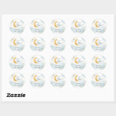 Sticker Rond Whimsical Over the Moon Merci Baby shower (Feuille)