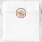 Sticker Rond Whimsical Pink Elephants Famille Bébé Fille Photo (Sac)