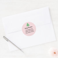 Whimsical Pink Green Christmas Tree Adresse de ret