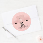 Sticker Rond Whimsical Pink Pig mignon Nouvel An chinois (Enveloppe)