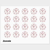 Sticker Rond Whimsical Red Hand Drawn Christmas Baby Shower (Feuille)
