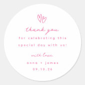 Sticker Rond Whimsical rose Doodle Coeur Mariage Faveur (Devant)