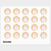 Sticker Rond Whimsical Stripes Handwritten Painted Wedding  (Feuille)