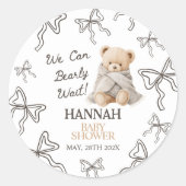 Sticker Rond Whimsical Teddy Bear Baby Shower (Devant)