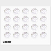 Sticker Rond Whimsical violet floral romantique Merci Mariage (Feuille)