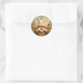 Sticker Rond Whimsical White Rabbit Hearts Enchanted Wonderland (Sac)