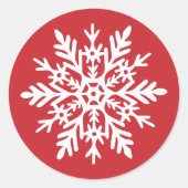 Sticker Rond Whimsical White Snowflake Red Christmas (Devant)
