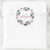 Sticker Rond Whimsical Winter Holy Berries Wreath Baby shower (Sac)