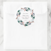 Sticker Rond Whimsical Winter Holy Berries Wreath Mariage (Sac)
