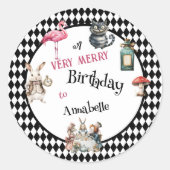 Sticker Rond Whimsical Wonderland Birthday Party (Devant)