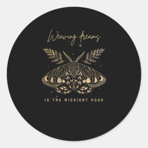 Sticker Rond Whimsigoth Cottagecore Goblincore Mysical Moth Go