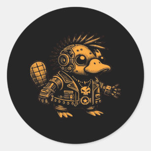 Sticker Rond Whimsigoth Cyborg Platypus Art Vintage