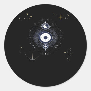 Sticker Rond Whimsigoth Night Sky Sun Moon Witchy Classic Vinta