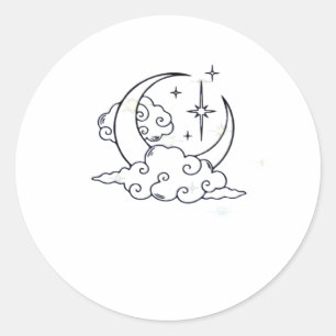 Sticker Rond Whimsigoth Nuages Lune Witchy Classic
