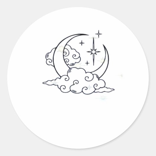 Sticker Rond Whimsigoth Nuages Lune Witchy Classic (Devant)