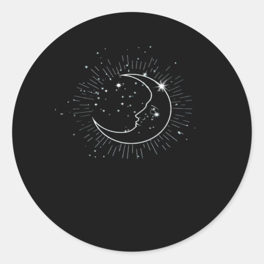 Sticker Rond Whimsigoth Starry Night Moon Witchy Classic (Devant)