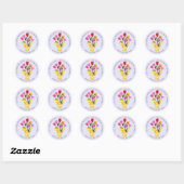Sticker Rond Whimssar Retro Tulips Lavender Adresse de retour (Feuille)