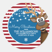 Sticker Rond Whimssical Christmas Reinder Adresse de famille (Devant)