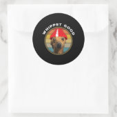 Sticker Rond Whippet Good Funny 80s Music Chien Design (Sac)
