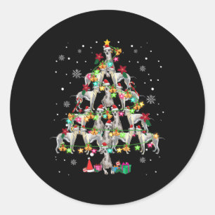 Sticker Rond Whippets Christmas Tree Funny Whippets Amoureux Ch